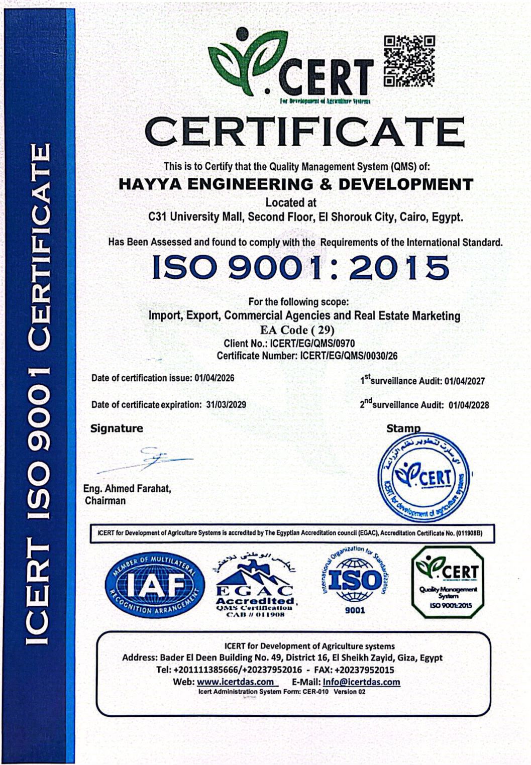 ISO 9001:2015 Certificate